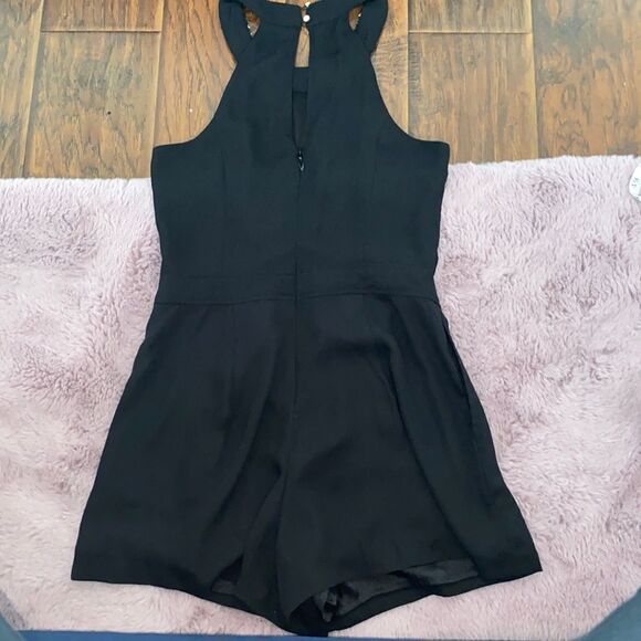 Bebe Jeweled Collar Black Romper Event Party Bling Resort Vacation Club - Picture 5 of 12